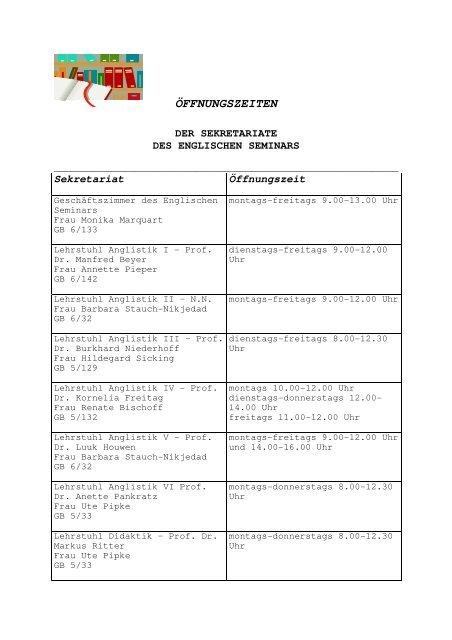 Englisches Seminar - Ruhr-Universität Bochum