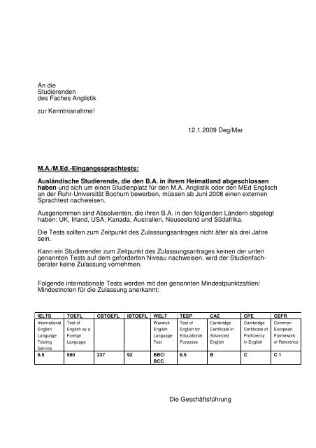 Englisches Seminar - Ruhr-Universität Bochum