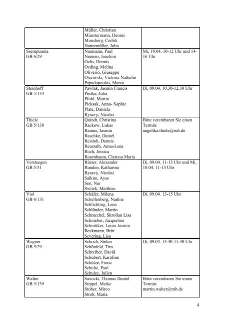 Liste (4. Fachsemester)... - Englisches Seminar