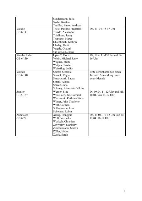 Liste (4. Fachsemester)... - Englisches Seminar