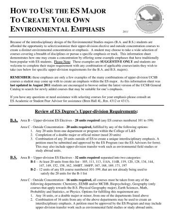 Supplemental Emphases Worksheet (.PDF) - Environmental Studies ...