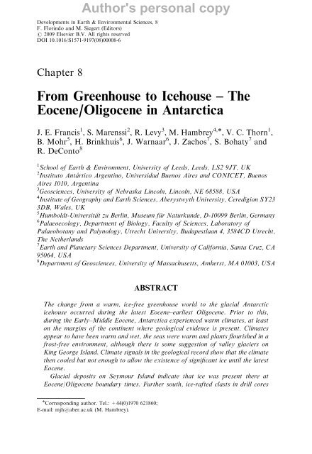 From Greenhouse to Icehouse – The Eocene/Oligocene - UMass ...