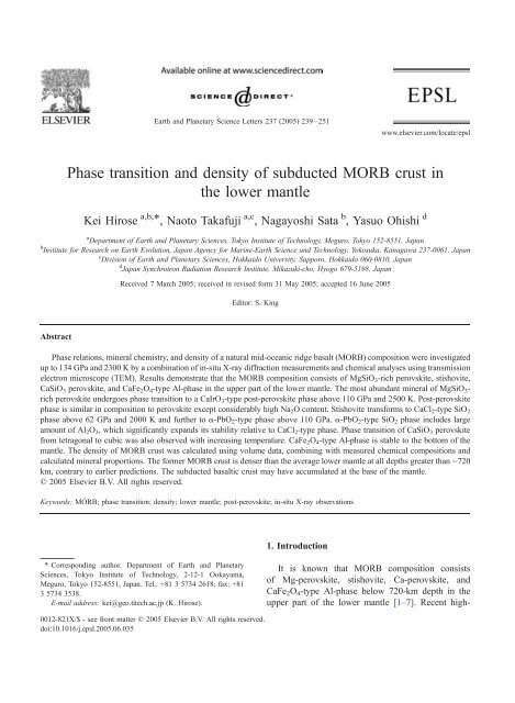 Phase transition and density of subducted MORB crust in the lower ...