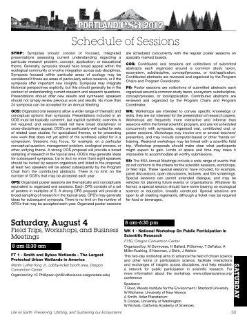 Schedule of Sessions - Ecological Society of America