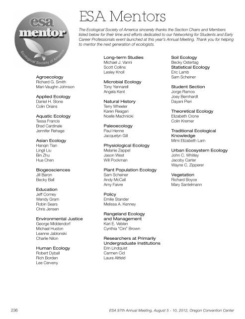 Printed Program (PDF) - Ecological Society of America