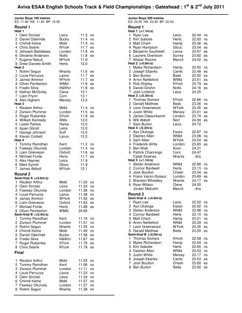 Aviva ESAA English Schools Track & Field Championships ...