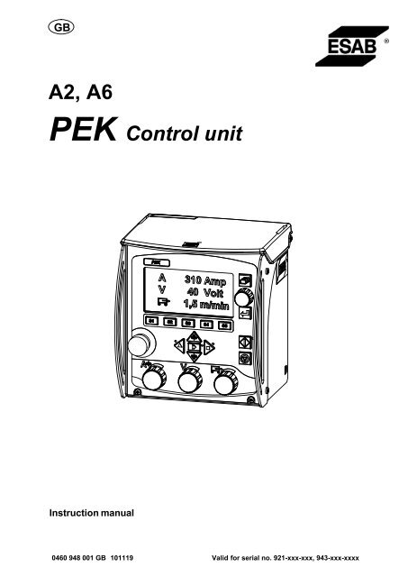 A2, A6 PEK Control unit - ESAB