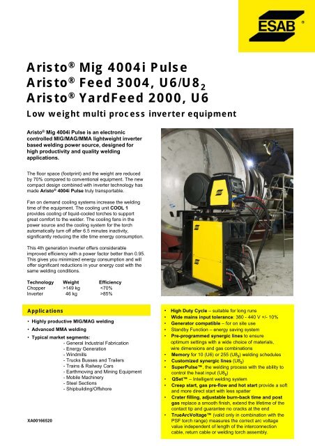 Aristo® Mig 4004i Pulse Aristo® Feed 3004, U6/U8 Aristo ...