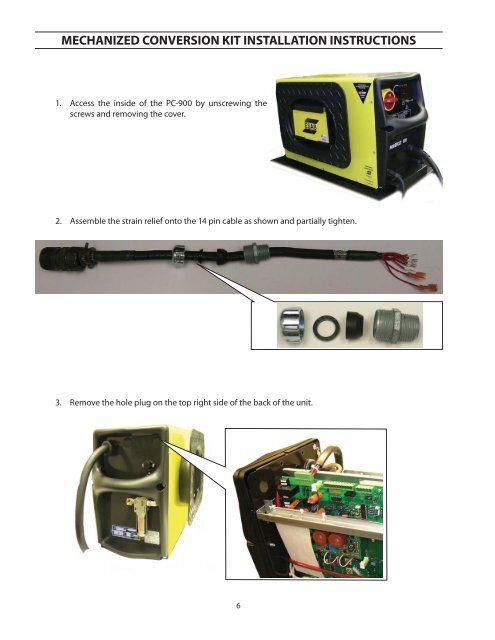 Mechanized Conversion Kit Installation Instructions for PC-900 - ESAB