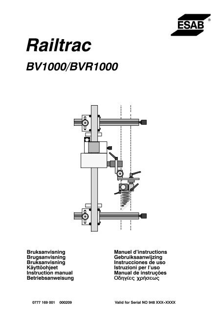 Railtrac BV1000, BVR 1000 - ESAB