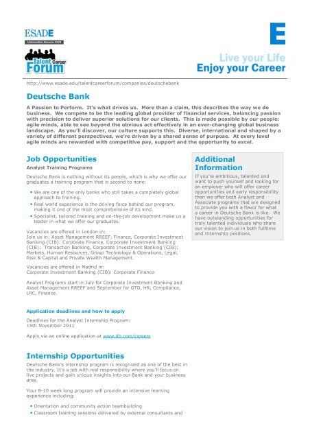 Deutsche Bank | Talent Care... - Esade