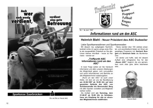 Informationen rund um den ASC Heinrich Biehl - ASC Dudweiler ev
