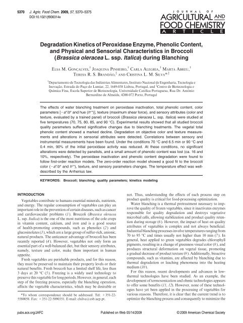 Degradation Kinetics of Peroxidase Enzyme, Phenolic Content, and ...