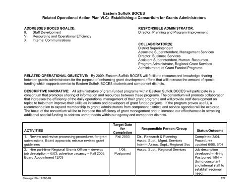 Strategic Plan 2008-2009 - Eastern Suffolk BOCES