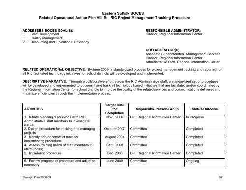 Strategic Plan 2008-2009 - Eastern Suffolk BOCES