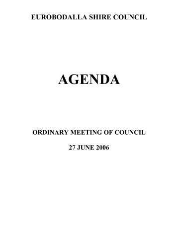 AGENDA - Eurobodalla Shire Council