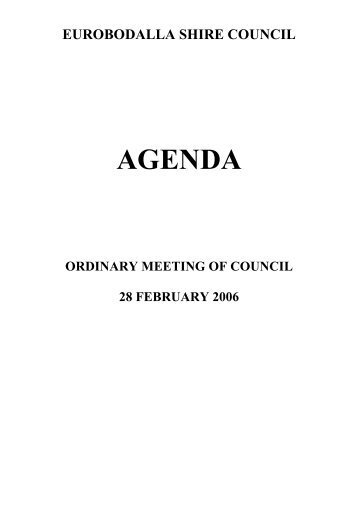 AGENDA - Eurobodalla Shire Council