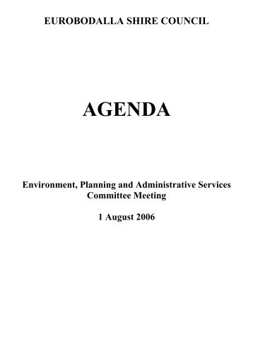 Planning Agenda - Eurobodalla Shire Council - NSW Government