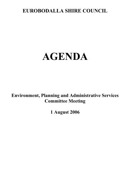 Planning Agenda - Eurobodalla Shire Council - NSW Government