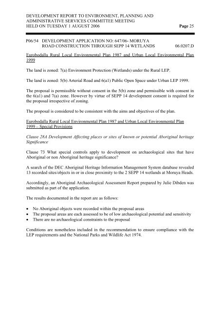 Planning Agenda - Eurobodalla Shire Council - NSW Government