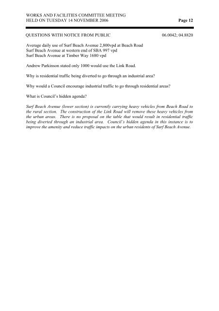 Works and Facilities Agenda (14/11/06, 8766kb) - Eurobodalla Shire ...