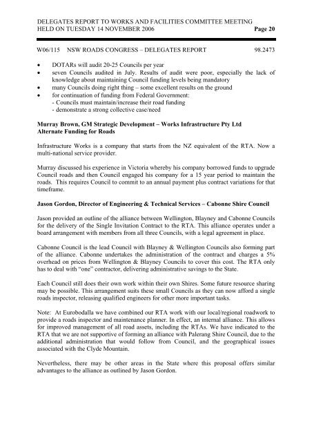 Works and Facilities Agenda (14/11/06, 8766kb) - Eurobodalla Shire ...