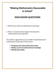 “Making Mathematics Reasonable in School” DISCUSSION ...