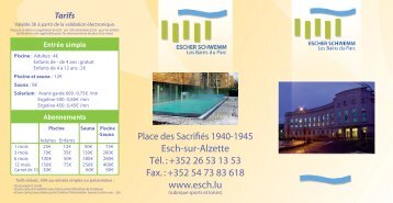 Dépliant Bains du Parc - Esch sur Alzette