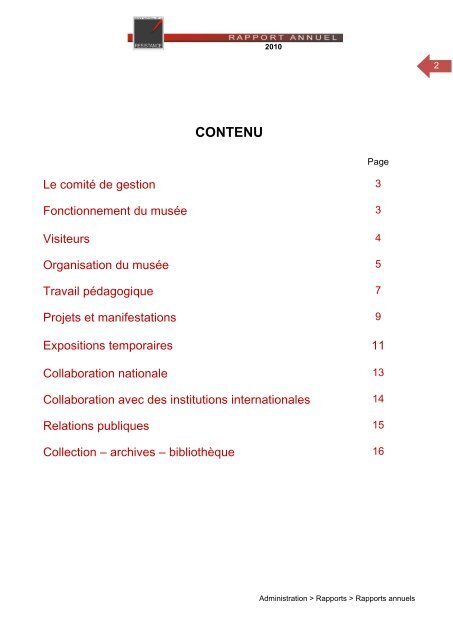 Rapport 2010 - Esch sur Alzette