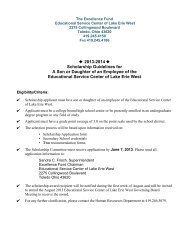 Student Scholarship Form - Educational Service Center of Lake Erie ...