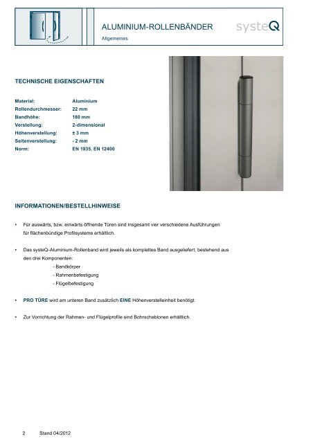 systeQ_Rollenband_Produktinformation - esco Metallbausysteme ...