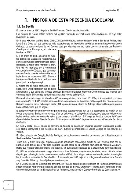 SEVILLA Proyecto presencia escolapia 2011 - Escolapios. Escuelas ...