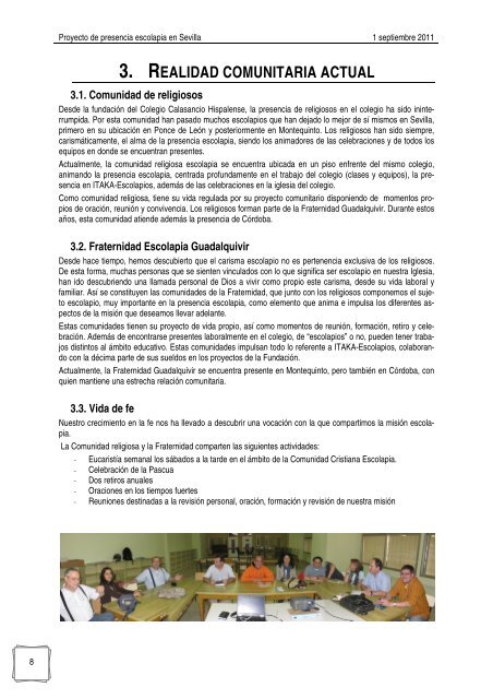 SEVILLA Proyecto presencia escolapia 2011 - Escolapios. Escuelas ...