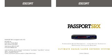 Passport SRX Remote Owner's Manual - Escort Inc.