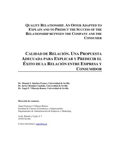 calidad de relación. una propuesta adecuada para ... - ESCP Europe
