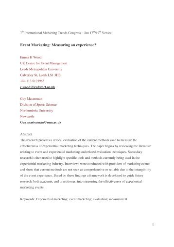 Event Marketing: Measuring an experience?