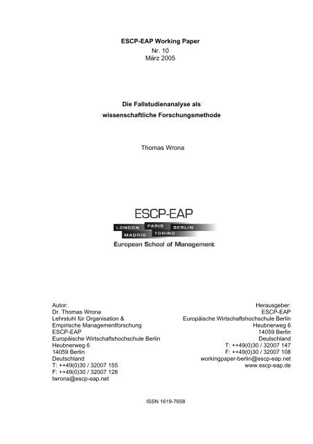 Die Fallstudienanalyse Als Wissenschaftliche Methode Escp - 