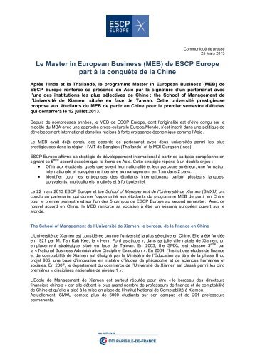 Le Master in European Business (MEB) de ESCP Europe part à la ...