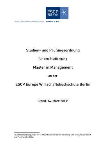Neufassung der Studien- und Prüfungsordnung - ESCP Europe