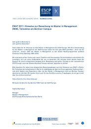 EMAT 2011: Hinweise zur Bewerbung im Master in ... - ESCP Europe