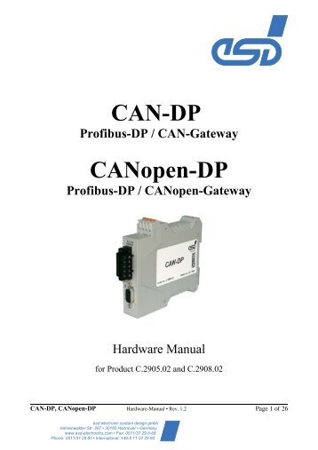 CAN-DP, CANopen-DP - esd electronics, Inc.