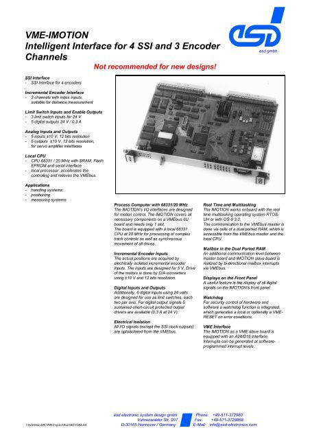 Download complete data sheet (PDF-File) - esd electronics, Inc.