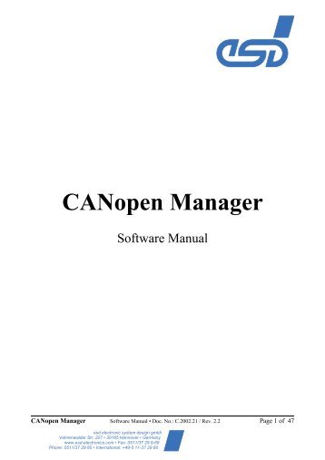 CANopen Manager / Slave Manual - esd electronics, Inc.