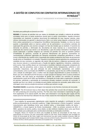 a gestão de conflitos em contratos internacionais do petróleo