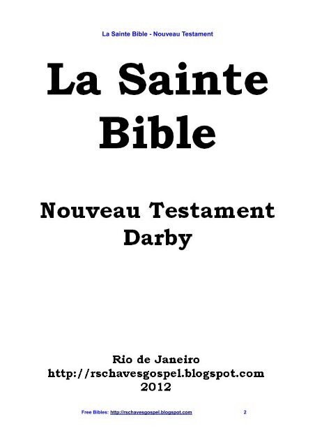 La Sainte Bible - Nouveau Testament