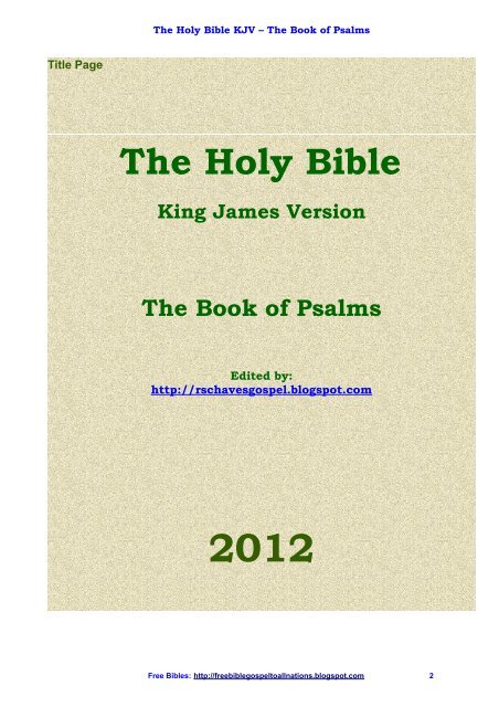 The Holy Bible KJV – The Book of Psalms