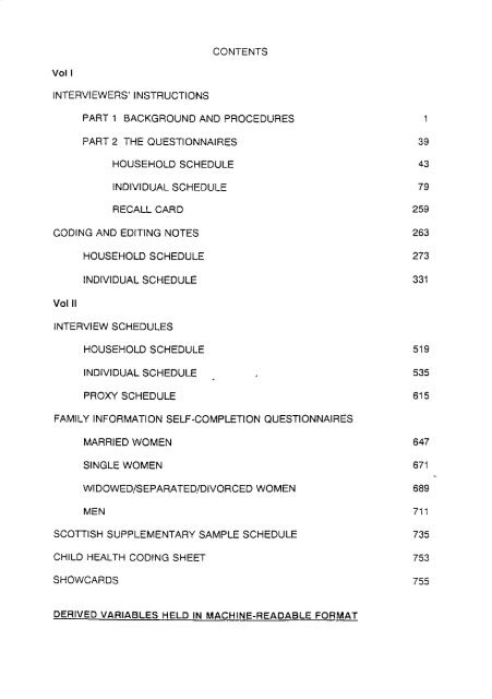 CONTENTS Vol I INTERVIEWERS' INSTRUCTIONS PART 1 ... - ESDS