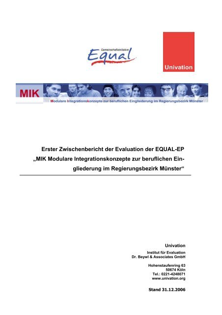 Erster Zwischenbericht der Evaluation der EQUAL-EP ?MIK