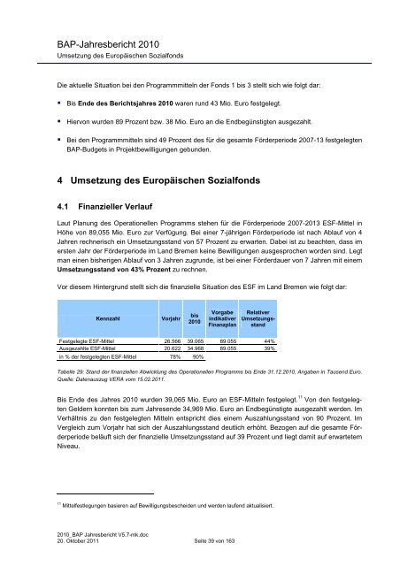 ? Jahresbericht 2010 - (ESF) im Land Bremen