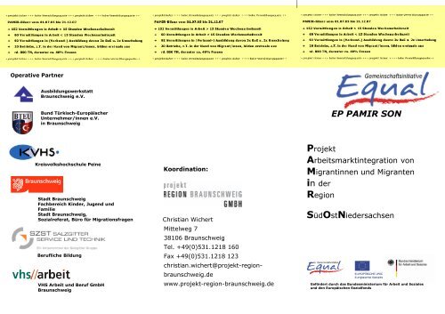 Faltblatt zur Entwicklungspartnerschaft PAMIR SON - (ESF) im Land ...